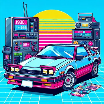 Artwork thumbnail, 80s Retro Ride: Aesthetic Car Sticker Design by StickerStudio27