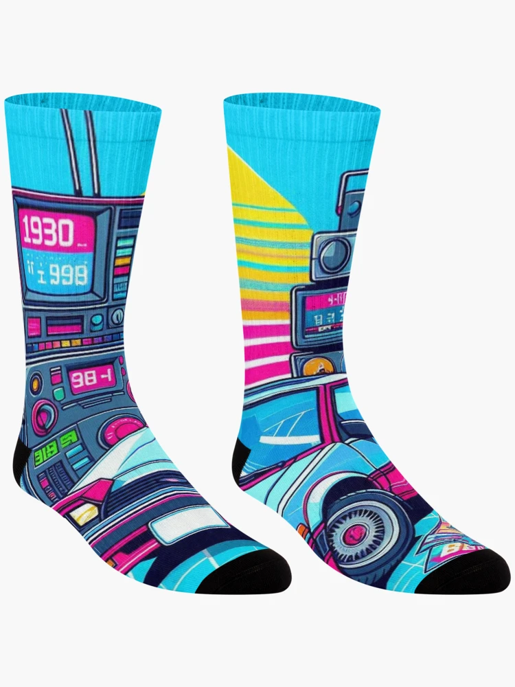 Thumbnail 3 of 5, Socks, 80s Retro Ride: Aesthetic Car Sticker Design designed and sold by StickerStudio27.