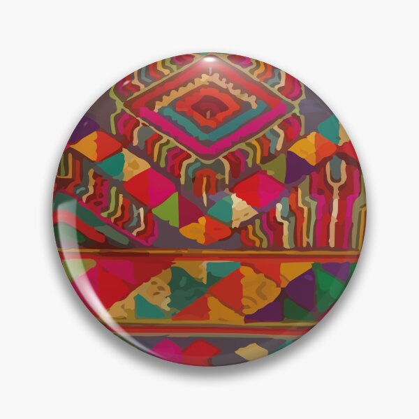 Item preview, Orange chevron ethnic embroidery folk art textile maximalist decor designed and sold by T-Mex.