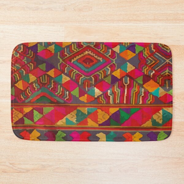 Item preview, Orange chevron ethnic embroidery folk art textile maximalist decor designed and sold by T-Mex.