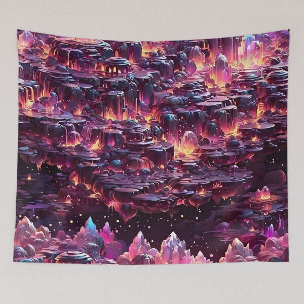 Item preview, Crystal Quartz Gemstone World seamless pattern fantasy art designed and sold by BorgSpareParts.