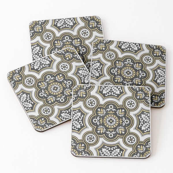 Item preview, Black And Gold Floral Tile Reproduction designed and sold by MadeByGeeClowes.