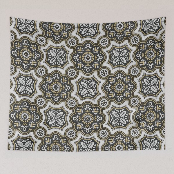 Item preview, Black And Gold Floral Tile Reproduction designed and sold by MadeByGeeClowes.