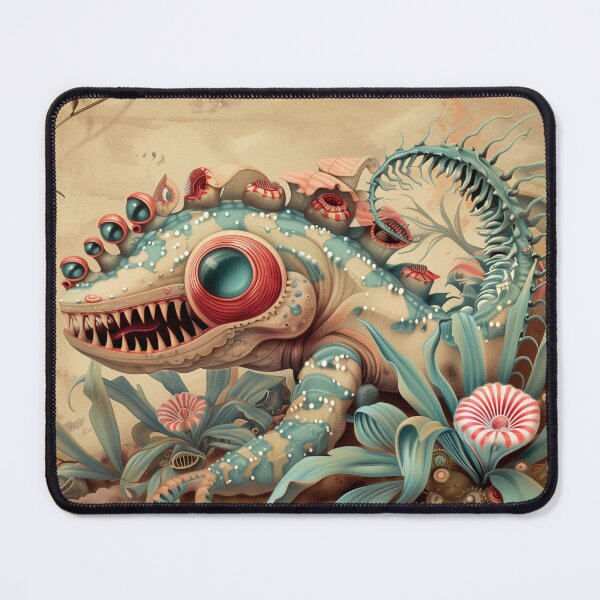 Item preview, Vintage illustration, lizard monster, alien plant, wall art, digital creation designed and sold by David-CoBo.