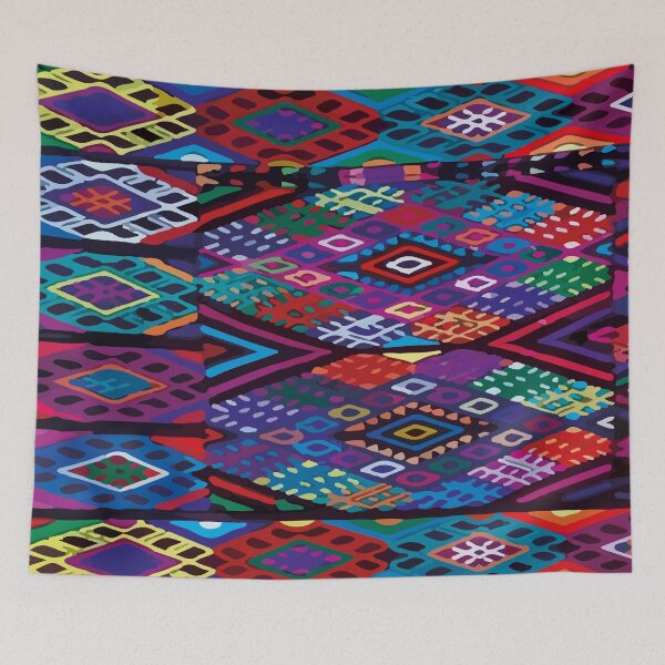 Item preview, Geometric multicolor embroidery maya folk art maximalist decor dopamine dressing  designed and sold by T-Mex.