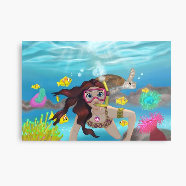 Snorkeling Childrens Book Metal Print