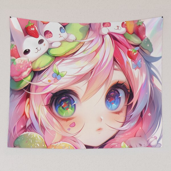 Item preview, Whimsical Bunny Sundae Anime Girl designed and sold by bubblegoth.