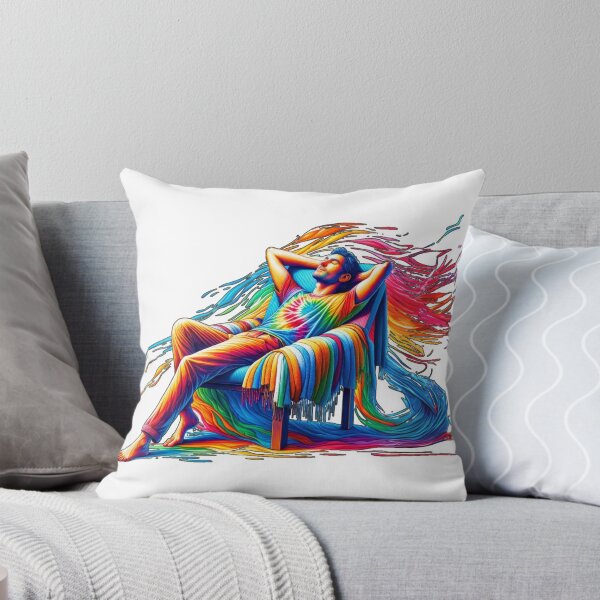 Item preview, Man Relaxing on Couch while Bright Colors Surround Him designed and sold by kylmllr101684.