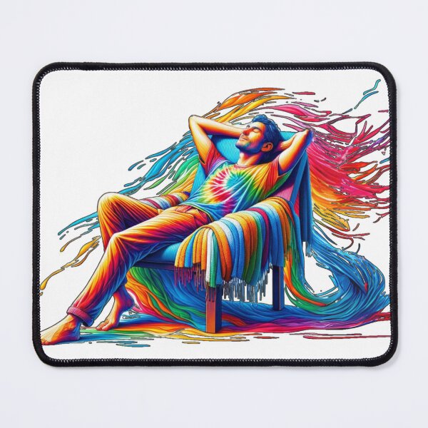 Item preview, Man Relaxing on Couch while Bright Colors Surround Him designed and sold by kylmllr101684.