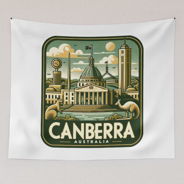 Artikelvorschau, Vintage Canberra Reisesticker - Retro Australien Reise Erinnerung entworfen und verkauft von pod24.