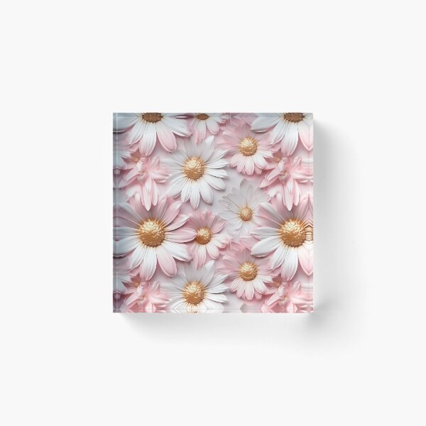 Item preview, 3 D Floral Pattern. Pastel Pink, Gold and White Daisy Flower designed and sold by MargaretFasDes.