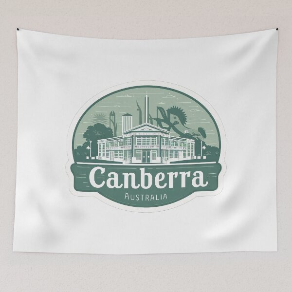 Item preview, Vintage Canberra Australia travel sticker - minimal retro design designed and sold by pod24.