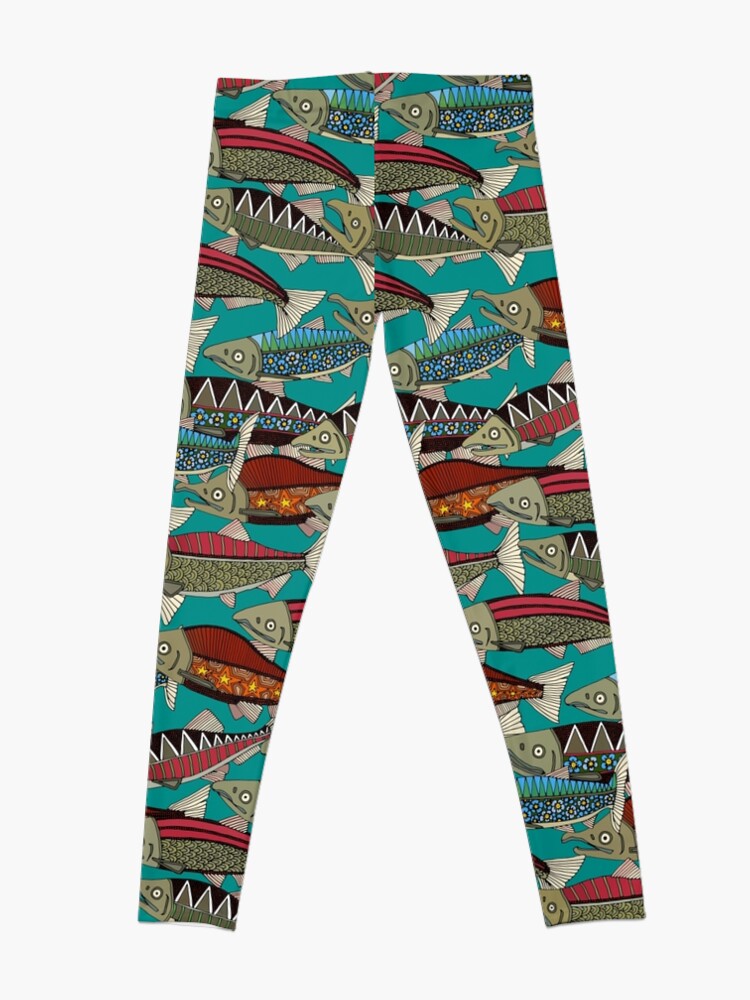 Alternate view of Alaskan salmon teal Leggings