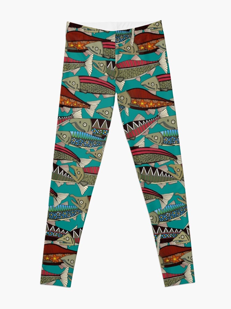 Alternate view of Alaskan salmon teal Leggings