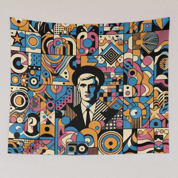 Item preview, Cubist Portrait Retro Vibes in Modern Geometric Montage designed and sold by ArtComixHaven.