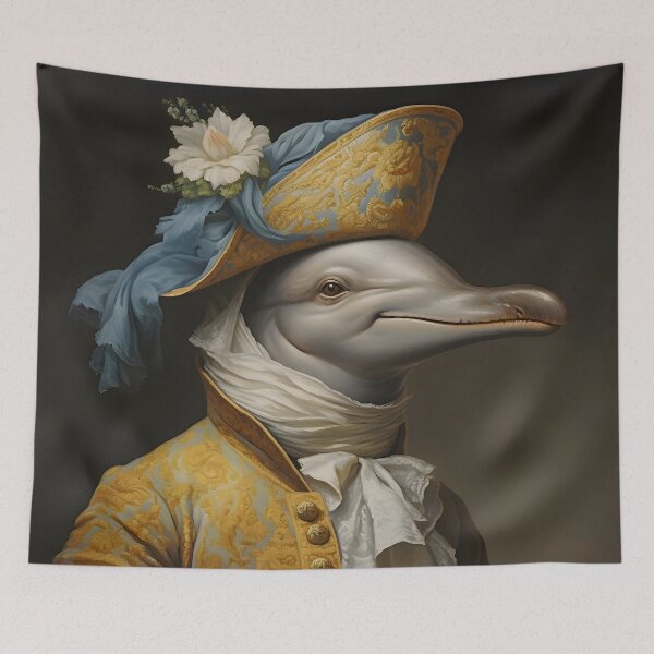 Item preview, Renaissance Dolphin Portrait Art designed and sold by ConfettiSkyArt.