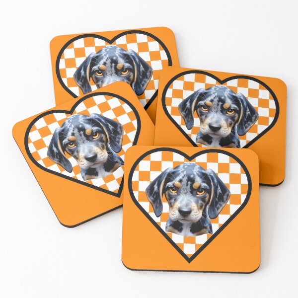 Item preview, Angry Bluetick Coonhound Heart Framed with Checkboard designed and sold by Pickle Wicked Designs.