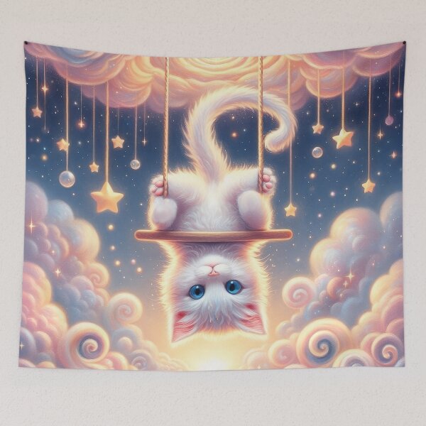 Item preview, Pastel cloud swing upside down kitten designed and sold by YukiKenji.