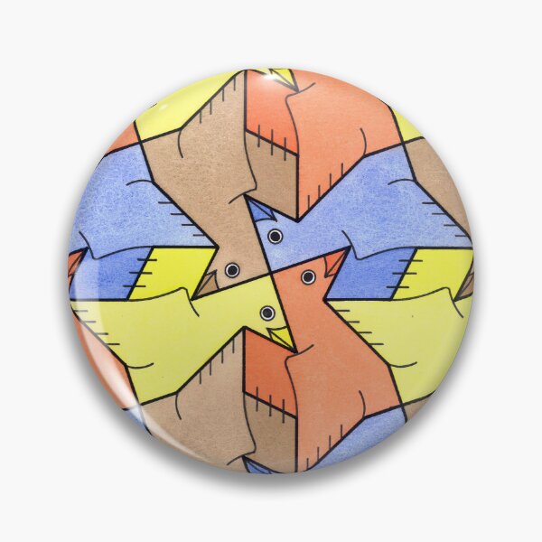 Artikelvorschau, Geometrische Vögel in einer vierfarbigen Tessellation entworfen und verkauft von tessellationfan.