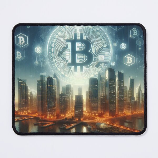 Item preview, A futuristic cityscape with buildings made of bitcoin designed and sold by TrendSh0p.