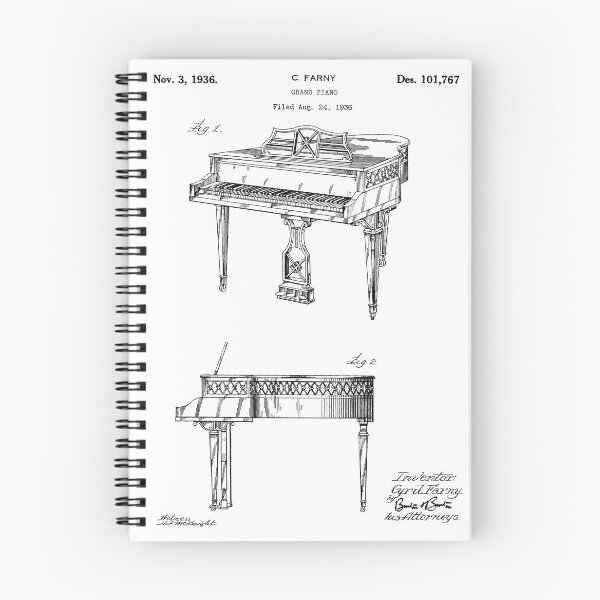Item preview, Grand Piano 1936 Vintage Patent White Background designed and sold by Peek-Designs.
