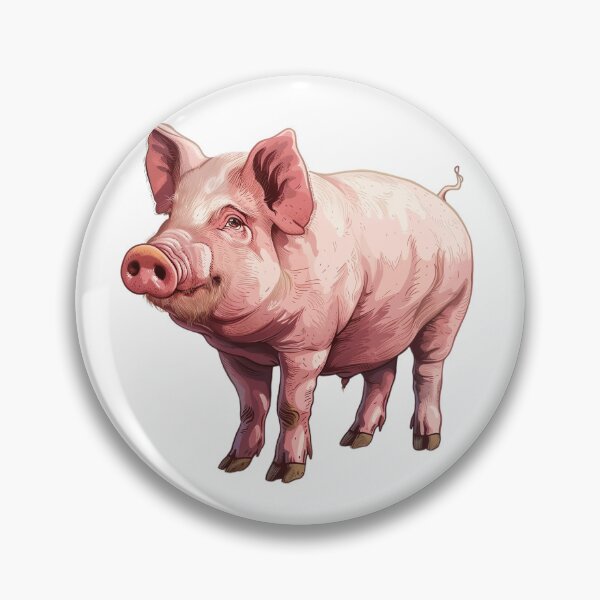 Artikelvorschau, Entzückendes rosa Schwein in detaillierter Illustration entworfen und verkauft von NatureSyllabus.