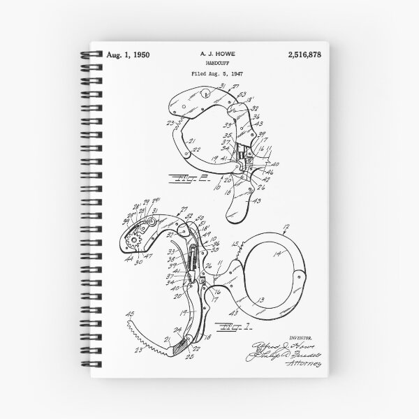 Artikelvorschau, Handschellen 1950 Vintage Patent Blaupause weißer Hintergrund entworfen und verkauft von Peek-Designs.