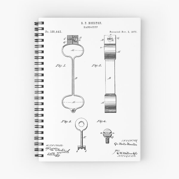 Artikelvorschau, Handschellen Vintage Patent Art Poster Weißer Hintergrund entworfen und verkauft von Peek-Designs.