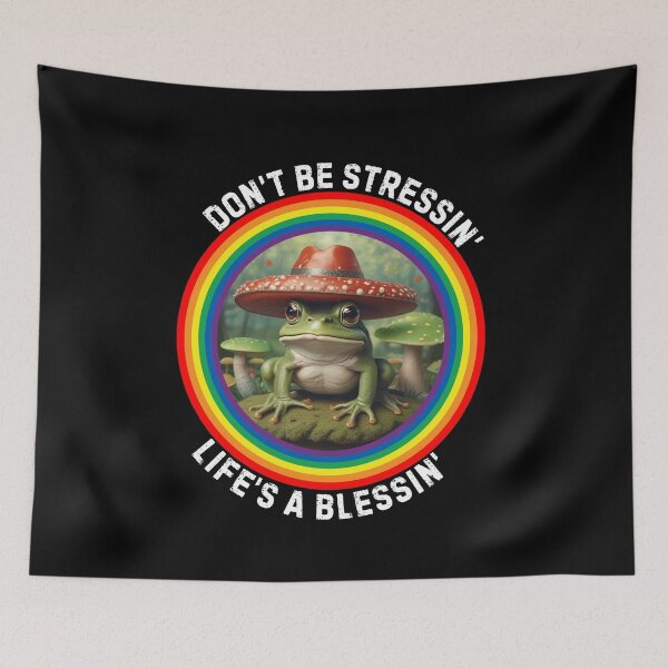 Item preview, Dont Be Stressin' Cottagecore Frog Mushrooms designed and sold by SunfullyYours.