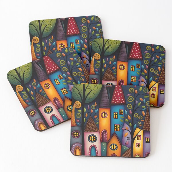 Item preview, colorful whimsical village 7 designed and sold by NahedAH.