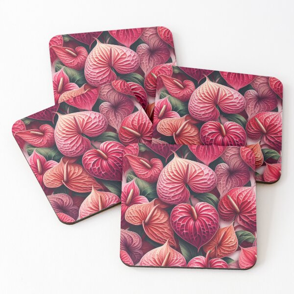 Item preview, Crimson Elegance Lush Anthuriums in a Velvet Floral Embrace designed and sold by ArtComixHaven.