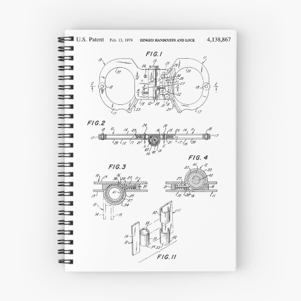 Item preview, Hinged Handcuffs Patent Art Blueprint White Background designed and sold by Peek-Designs.
