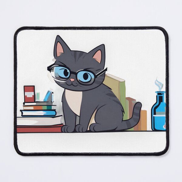 Item preview, Scientist Philosopher Grey Cute Cat designed and sold by omerfdln34.