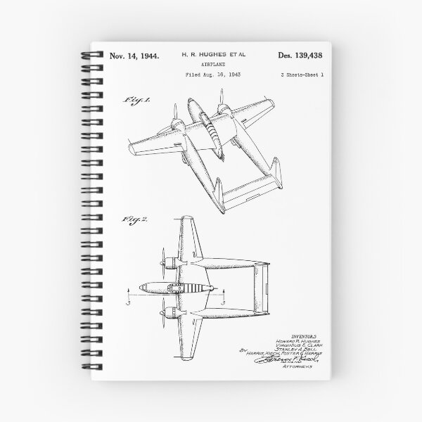 Item preview, Howard Hughes Airplane Vintage Patent White Background designed and sold by Peek-Designs.