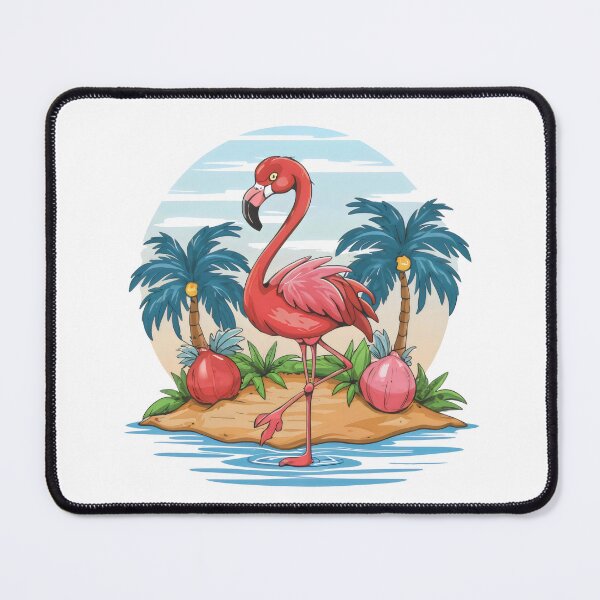 Item preview, tropical island paradise with flamboyant flamingo designed and sold by Firas Aljazzar.