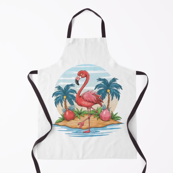 Item preview, tropical island paradise with flamboyant flamingo designed and sold by Firas Aljazzar.