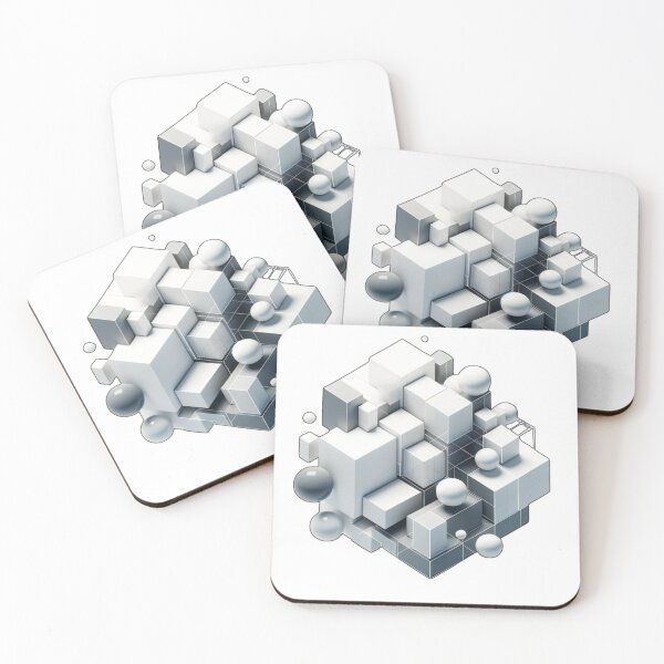 Item preview, Gray and White Abstract Cubes Spheres Rectangles and Squares designed and sold by kylmllr101684.