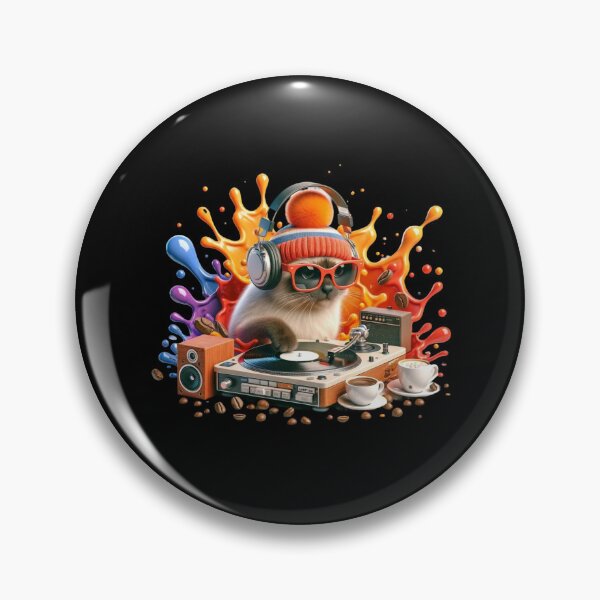 Item preview, DJ Cat: Retro Vibes & Coffee Beats designed and sold by BlueGoldArt.