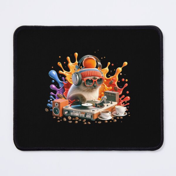 Item preview, DJ Cat: Retro Vibes & Coffee Beats designed and sold by BlueGoldArt.