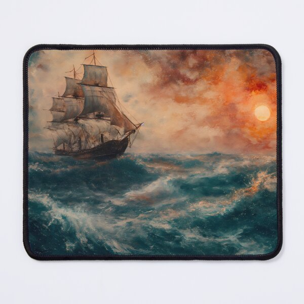 Item preview, Oil painting of XVIII-century ship struggling with stormy ocean during sunset designed and sold by ArtRenavet.