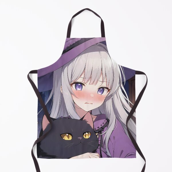 Item preview, Anime Witch Girl with Purple Hat and Fat Cat designed and sold by PixiAnime.