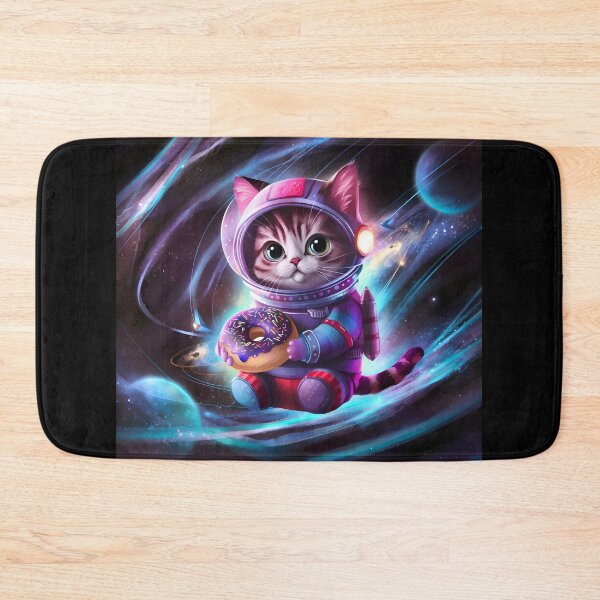 Item preview, Galactic Feline Adventure: Astronaut Cat with Doughnut - Unique Space Kitty Art designed and sold by GL!TCH LAB.