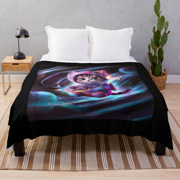 Item preview, Galactic Feline Adventure: Astronaut Cat with Doughnut - Unique Space Kitty Art designed and sold by GL!TCH LAB.