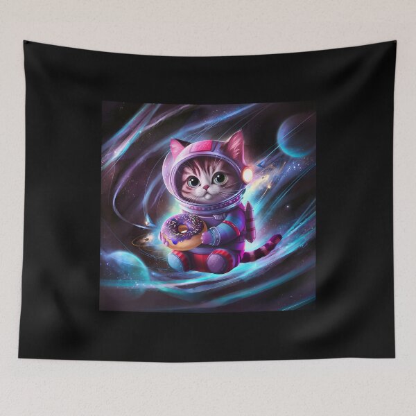Item preview, Galactic Feline Adventure: Astronaut Cat with Doughnut - Unique Space Kitty Art designed and sold by GL!TCH LAB.