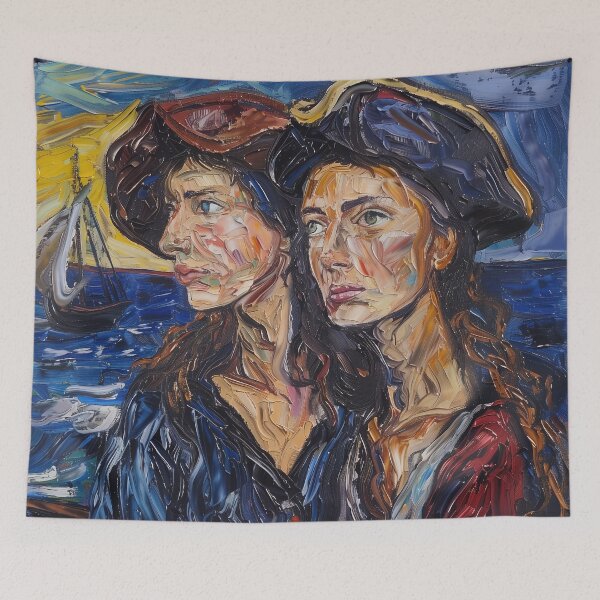 Item preview, Anne Bonny and Mary Read | Painting in the style of Vincent van Gogh designed and sold by ComicsFactory.