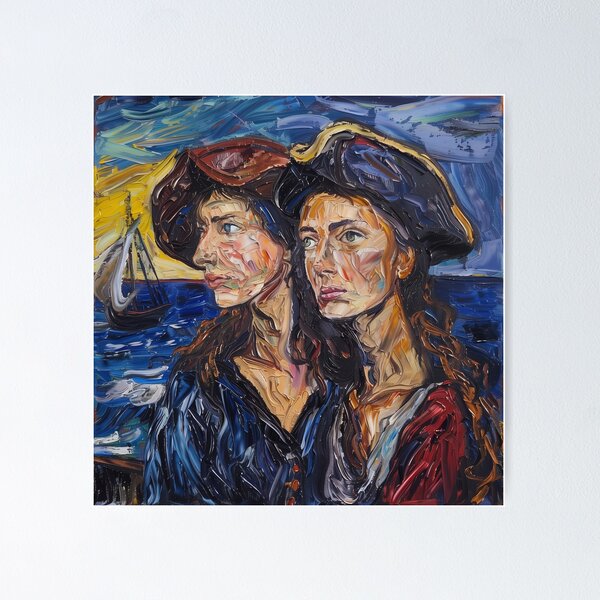 Item preview, Anne Bonny and Mary Read | Painting in the style of Vincent van Gogh designed and sold by ComicsFactory.