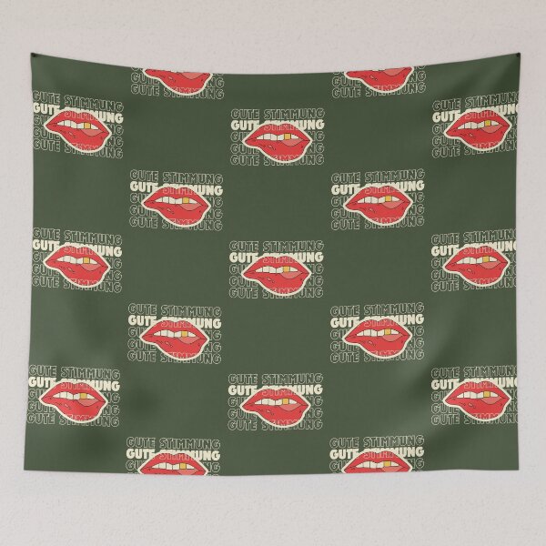 Item preview, GUTE STIMMUNGEN | Lips Illustration | Green Background designed and sold by RM-Journey.