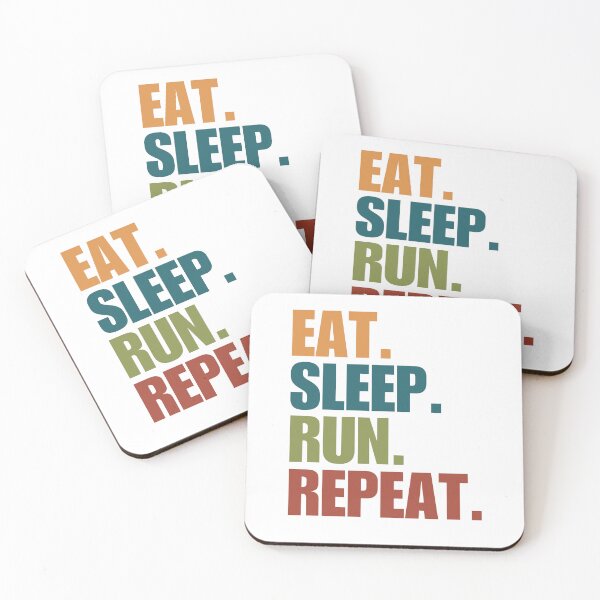 Item preview, Eat Sleep Run Repeat Saying on White Background designed and sold by stuckflamingo.