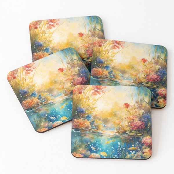 Item preview, undersea world with coral reefs and gold fish  designed and sold by soulfulpalette.