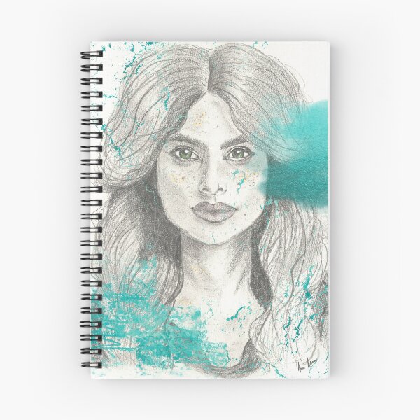 Item preview, 'Serenity and Chaos' Original Sketch with vibrant splashes of turquoise designed and sold by Lunardreams54.